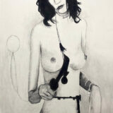 Black and white charcoal drawing of musician Patti Smith