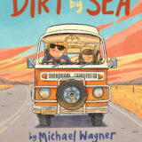 Book cover featuring colour illustration of a father and daughter travelling through the Australian landscape in a Kombi