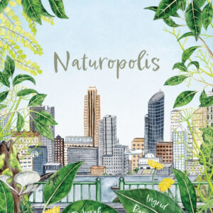 Book cover featuring a colour illustration of a cityscape surrounded by nature