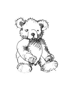 Ink drawing of a teddy bear