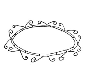 Ink drawing of an ornate picture frame
