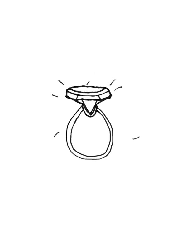 Ink drawing of a diamond ring